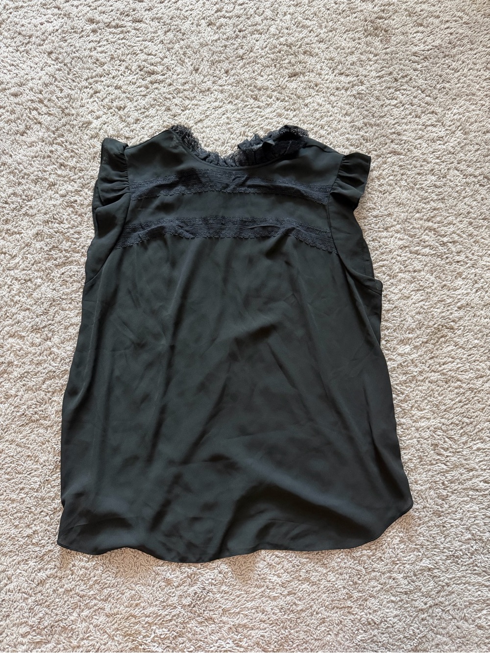 Halogen Black Sleeveless Lace-Trim Blouse